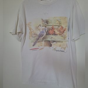🪶Vintage Hallmark - 1995 Marjolein Bastin Bird Scene T-Shirt - Size M